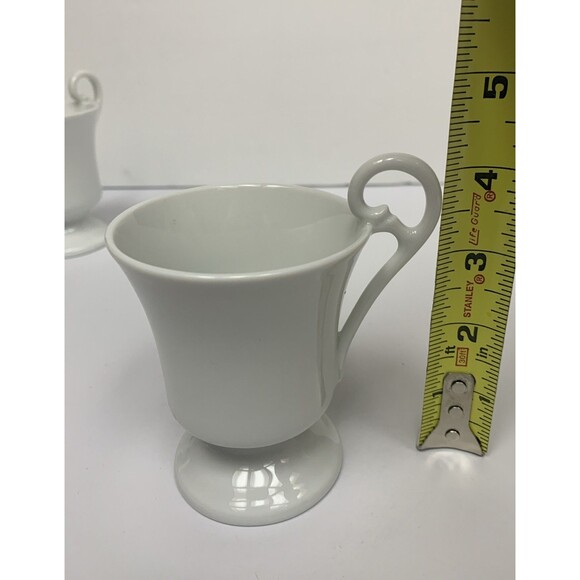 Limoges Footed White Porcelain Mugs Cups Scrolled Handles Set Of 4 France - Picture 7 of 7